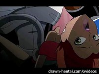 Anime Hentai Teen Titans Cyborg Bangs Hot Red Head